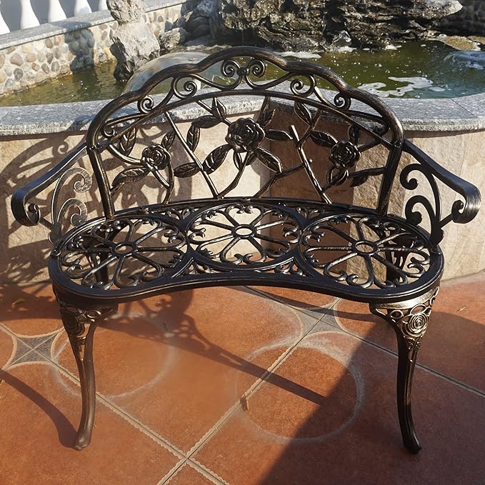 KAILI Garden Bench, Metal Aluminum Rose, Suitable - Image 2