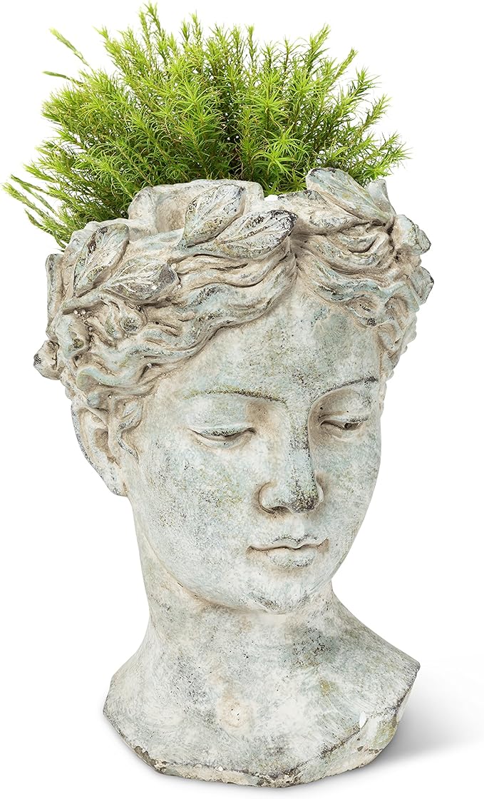 Abbott Collection Goddess Head Planter – Large Cement Indoor and Outdoor - Image 5