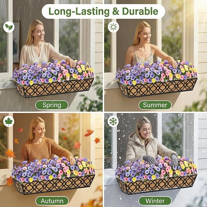 Y&M 30 inch Window Planter Box 2Pcs Iron Window Deck Railing Planter - Image 5