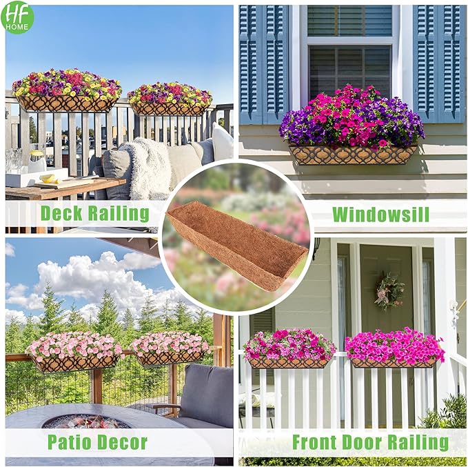 HFHOME 2Pcs 30" Trough Coco Fiber Replacement Liner, Natural 30 inches Window - Image 5