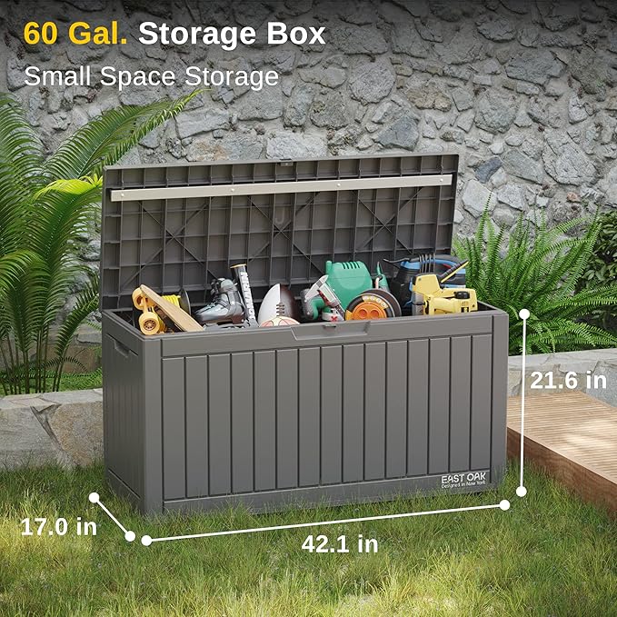 EAST OAK 60 Gallon Deck Box, Outdoor Storage Box - Image 2