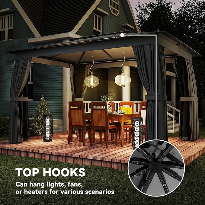 Outsunny 10' x 12' Outdoor Patio Gazebo, Heavy Duty Gazebo Canopy Shelter - Image 8