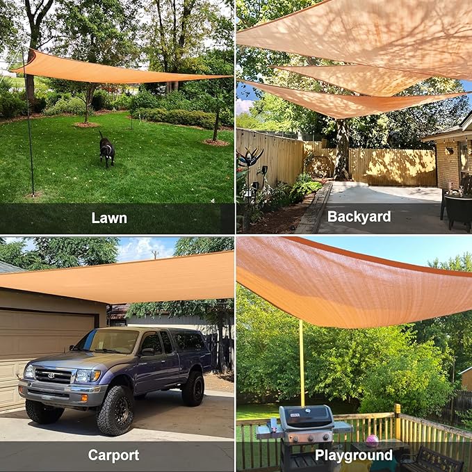SUNLAX Sun Shade Sail 12' x 20' x 23.3' Peach Fuzz Rectangle Canopy Sail Shade - Image 7