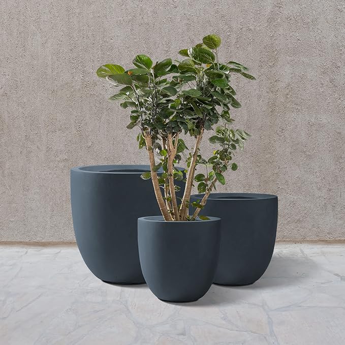 Kante 20", 13.4" Dia Round Concrete Planters, Outdoor Indoor Modern Decorative - Image 6