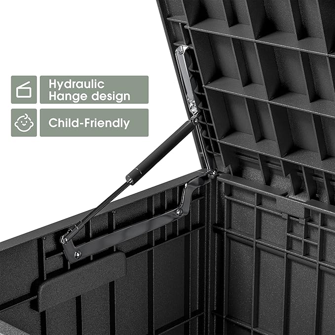 Greesum 82 Gallon Resin Deck Box All Weather Large Outdoor Storage - Image 4