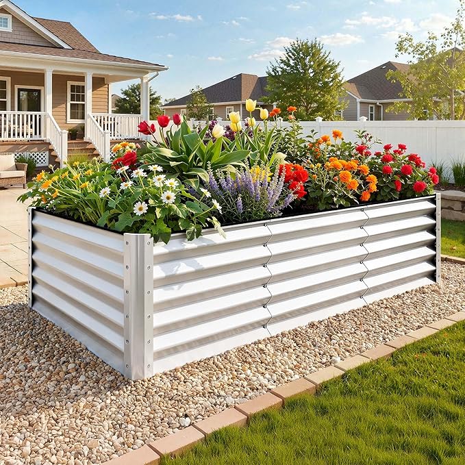 YITAHOME 8x4x3ft Large Raised Garden Bed Kit, Galvanized Metal Planter Box - Image 2