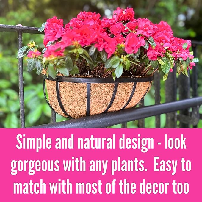 LaLaGreen Deck Railing Planter Boxes Black Metal Rectangular Hanging Planters - Image 6