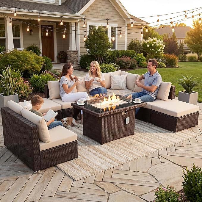 NICESOUL 10 Piece Patio Furniture Sectional Set - Image 3