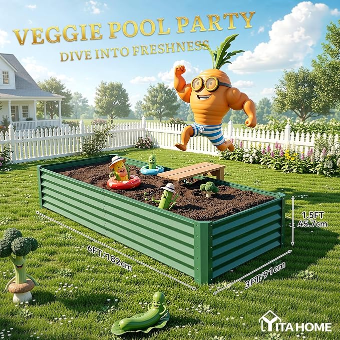 YITAHOME 6x3x1.5 ft Galvanized Raised Garden Bed Kit, Large Metal Planter Box - Image 7