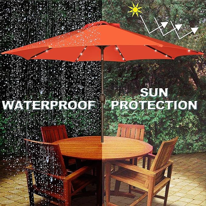 Blissun 9 ft Solar Umbrella, 32 LED Lighted Patio Umbrella, Table Market - Image 5