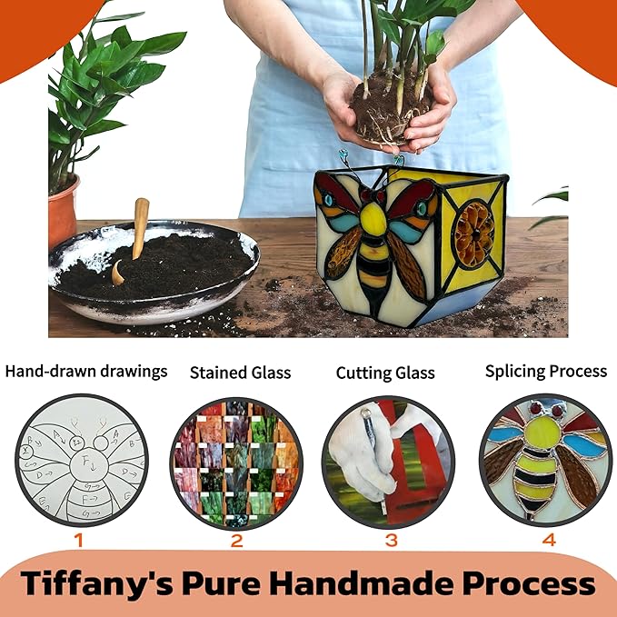Stained Glass Bee Planter, Plant Pots - Image 2