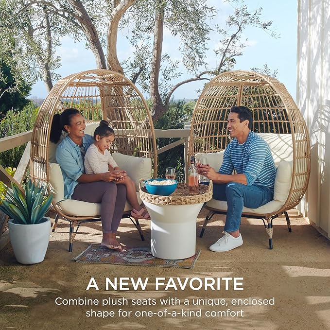 Best Choice Products Wicker Egg Chair, Oversized Indoor Outdoor Lounger - Image 2