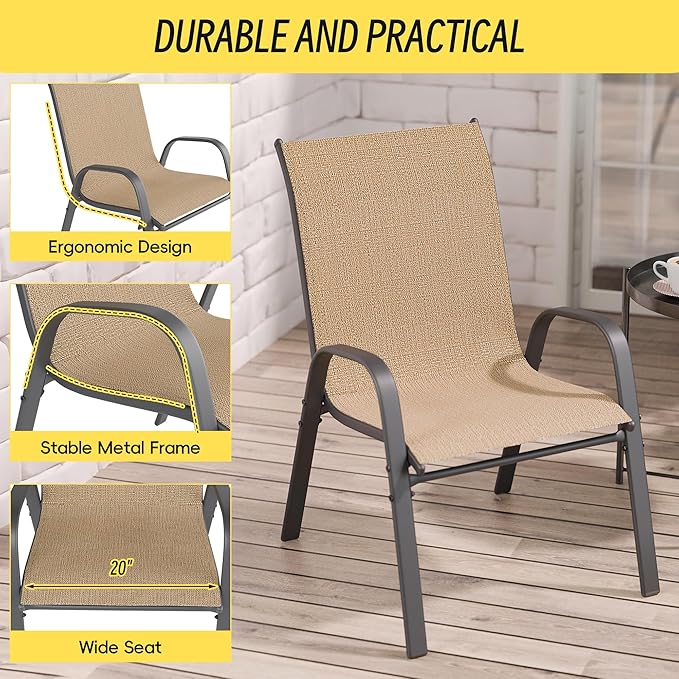 Betterhood Patio Chairs Set of 2, Stackable Outdoor Dining Chairs Set - Image 8