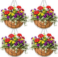 Metal Hanging Baskets for Plants Outdoor 4 Pack Round Metal Wire Hanging Basket by JFFLYIT