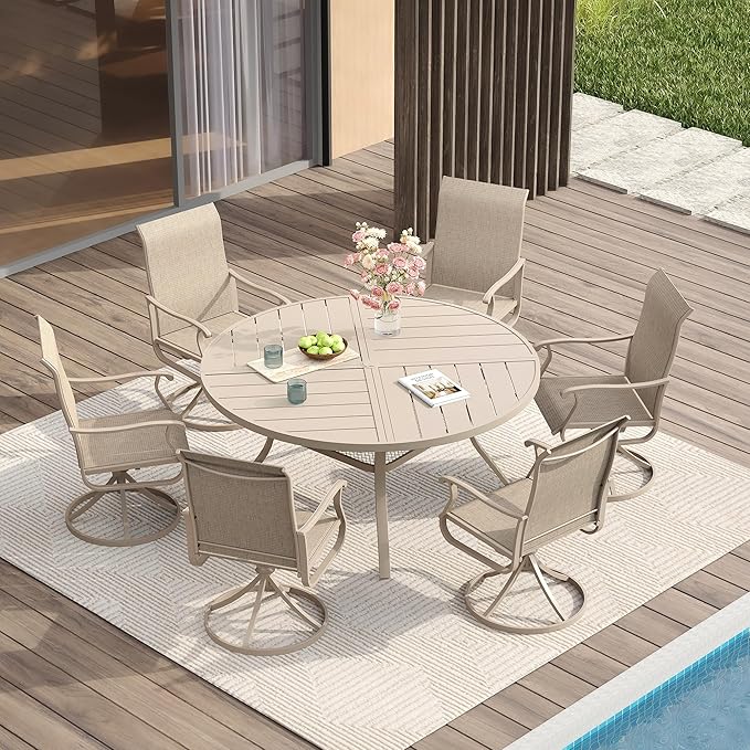VICLLAX Round Patio Table with Adjustable Umbrella Hole - Image 2