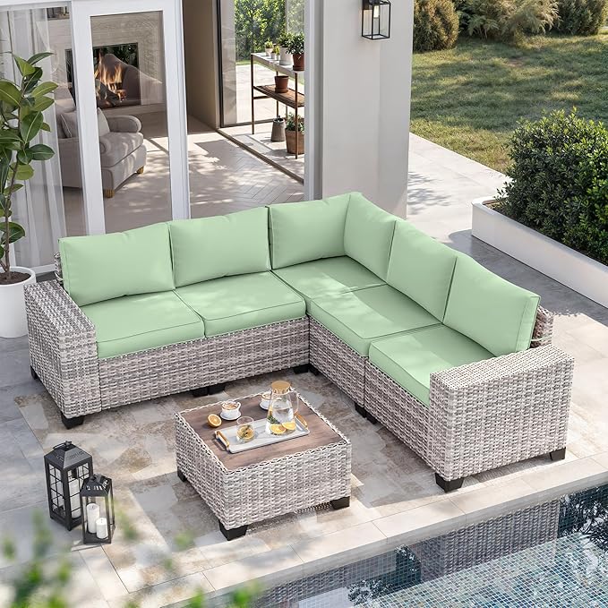 12-Piece Outdoor Patio Furniture Set Wicker Sectional Sofa Set, Patio - Image 6