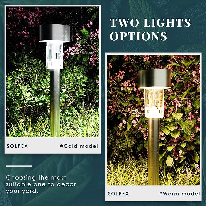 SOLPEX 16 Pack Solar Outdoor Lights Pathway, Stainless Steel Solar Lights - Image 4