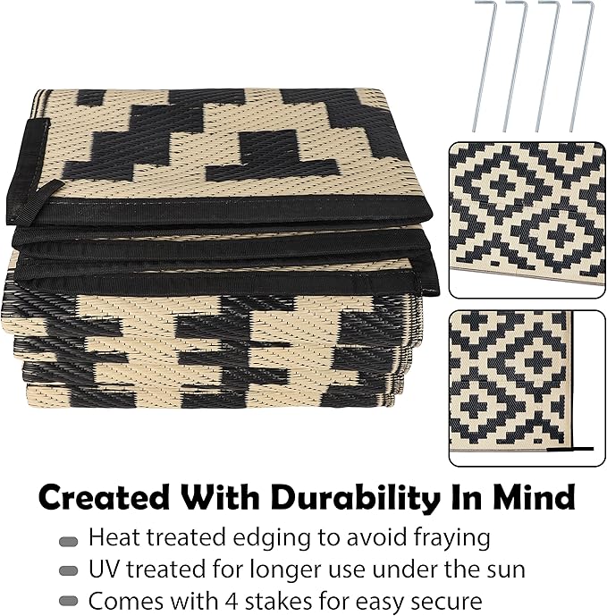 SAND MINE Reversible Mats, Plastic Straw Rug, Modern Area Rug, Large Floor Mat - Image 3