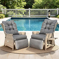 Outdoor Recliner with Adjustable Back and Footrest, Patio 150° Lay Flat by COMLAXFIELD