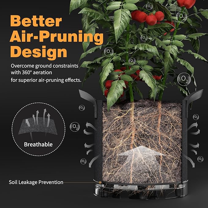 Self-Watering Grow Bags, for Low Stress Plant Training Fruits, Vegetables - Image 3