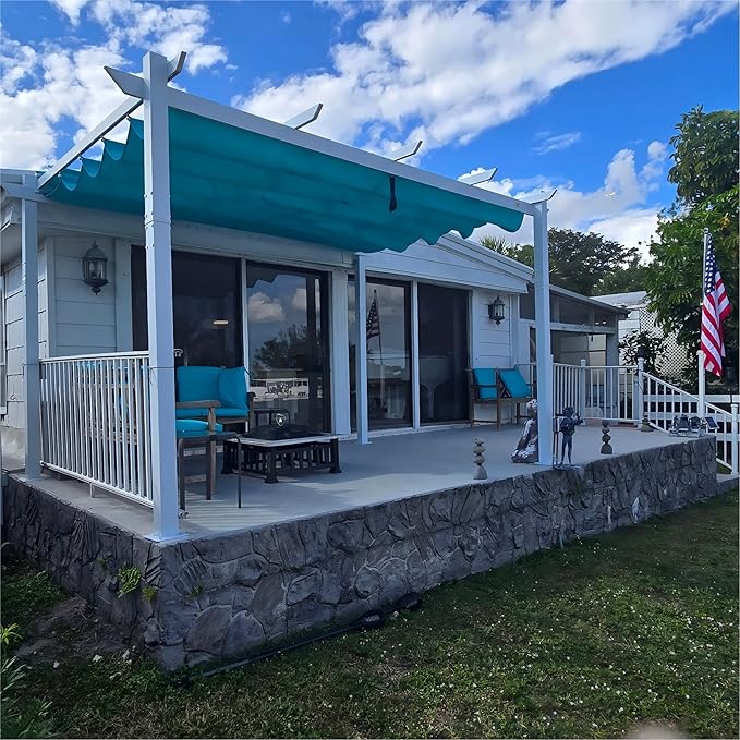 PURPLE LEAF 10' x 10' Aluminum Outdoor Pergola White Wind-Resistant Retractable by Unknown