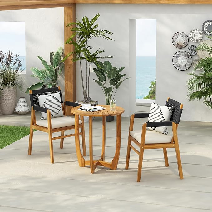 Christopher Knight Home Zed 3 Pieces Outdoor Dining Set, Acacia Wood Dining by ChristopherKnightHome