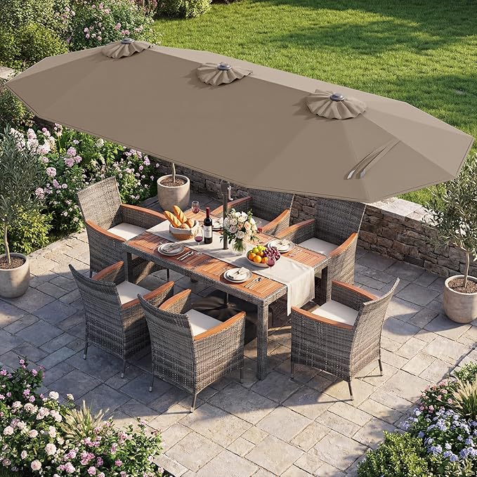 Tangkula 9 Piece Rattan Outdoor Dining Set - Image 2