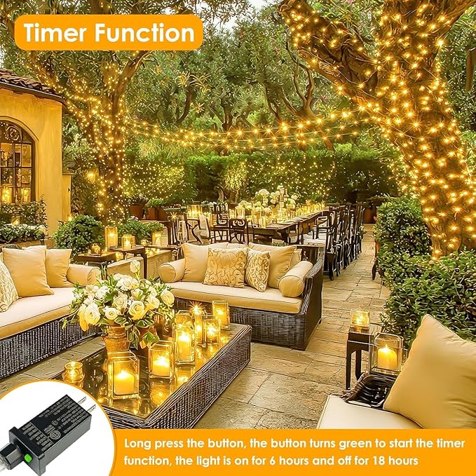2Pack Each 66Ft 200LED Christmas Fairy Lights Plug in - Image 5
