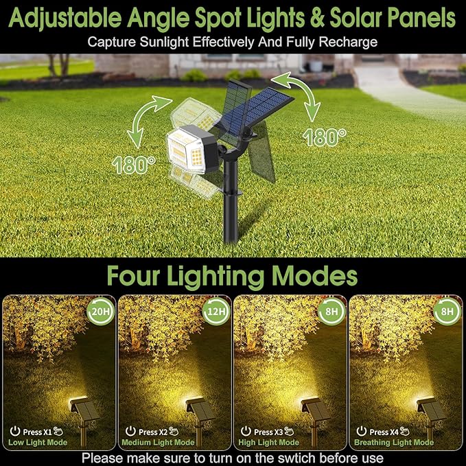 102 LED Solar Spot Lights Outdoor Waterproof IP65, Adjustable Landscape - Image 4