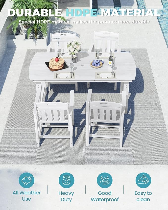 Ciokea HDPE Outdoor Dining Set, 5-Piece Patio Table and Chairs Set - Image 3