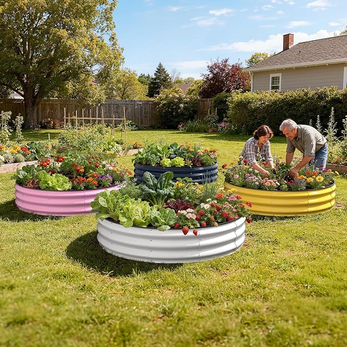 Galvanized Raised Garden Bed 4×4×1 FT, Round Metal Raised Garden Bed Outdoor - Image 7