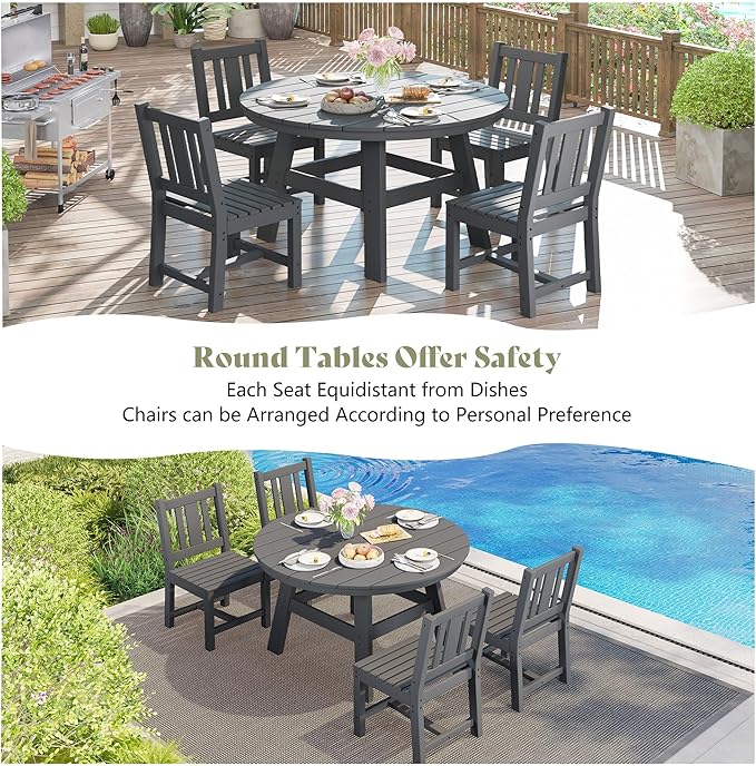 AMERLIFE 5 Piece HDPE Outdoor Dining Table & Chairs Set, All-Weather Patio - Image 8