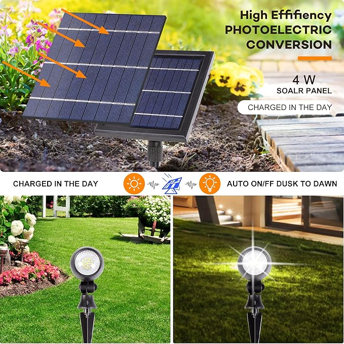 SUNLONG Solar Outdoor Lights, Solar Spot Lights Outdoor Waterproof Solar - Image 2