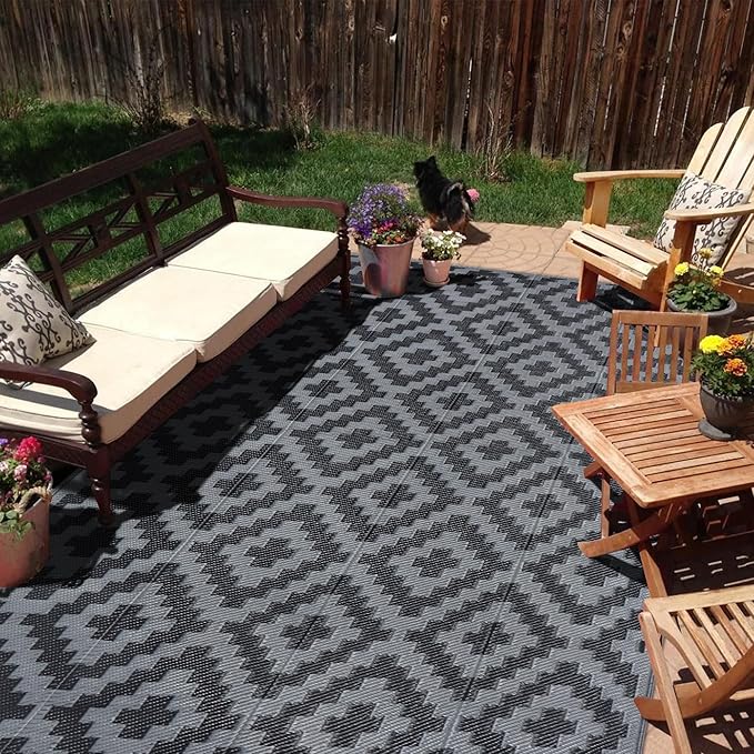 SAND MINE Waterproof Outdoor Rug 5x8 ft, Plastic Reversible Rug, Modern Area Rug by SANDMIND