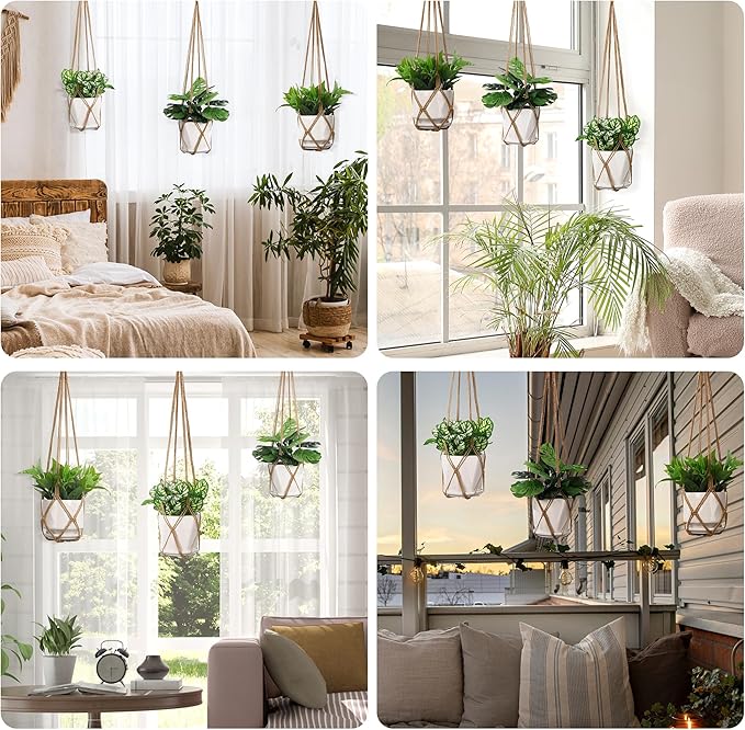 YIBOT 3 Pack Macrame Plant Hanger Indoor Hanging Planter Basket - Image 9