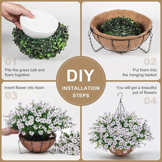 Artificial Faux Hanging Plants Flowers Basket - Image 6