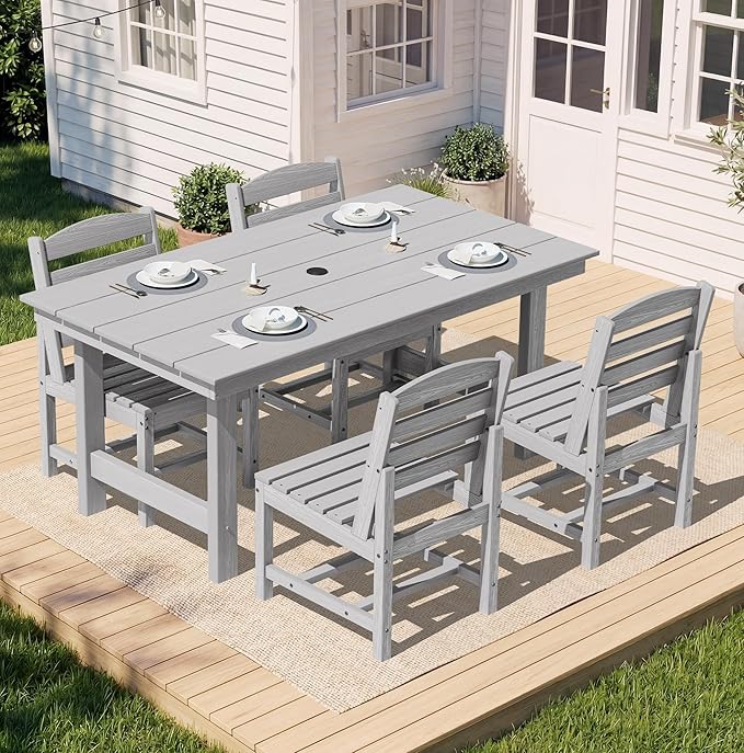 SERWALL Patio Dining Sets for 6 Person, HDPE Dining Set - Image 6