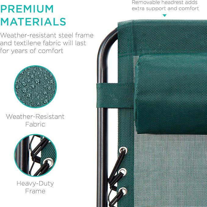 Best Choice Products Set of 2 Adjustable Steel Mesh Zero Gravity Lounge Chair - Image 8