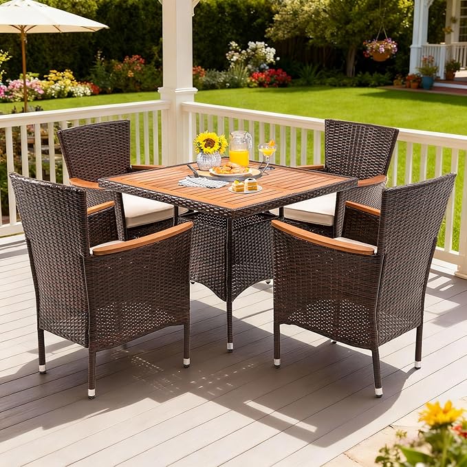 Wisteria Lane Patio Outdoor Table and Chairs Set, Rattan Outdoor Patio - Image 8