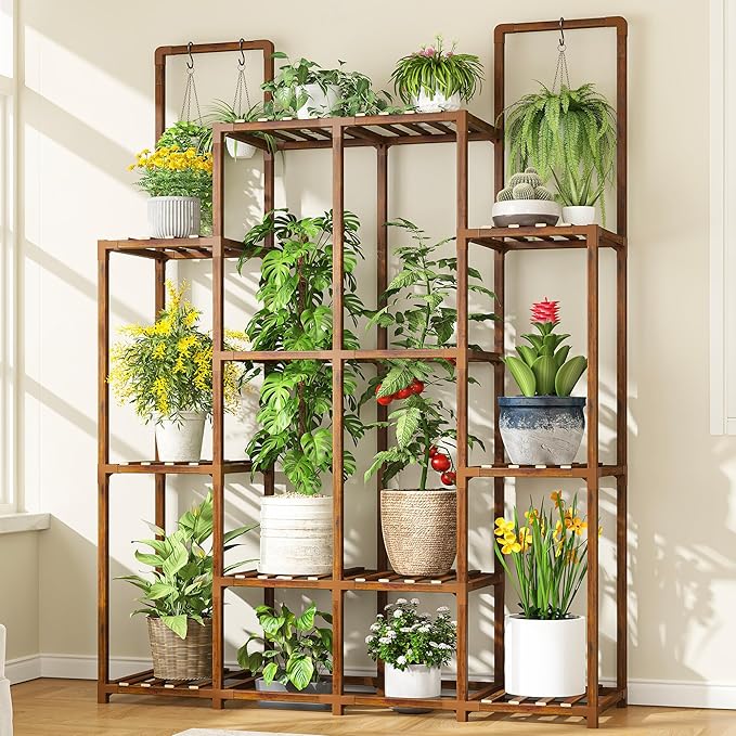 EnHomee Plant Stand Indoor Wood Plant Stand Outdoor Plant Shelf by EnHomee