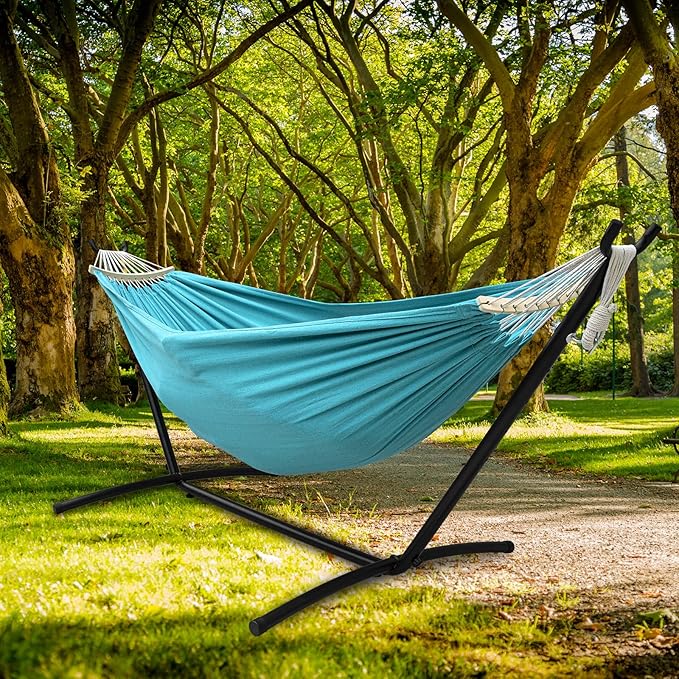 SZHLUX Double Hammock with Stand Included 450lb Capacity Steel Stand, Premium - Image 6