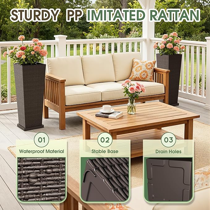 Set of 2 32 Inch Tall Plastic Planters - Image 3