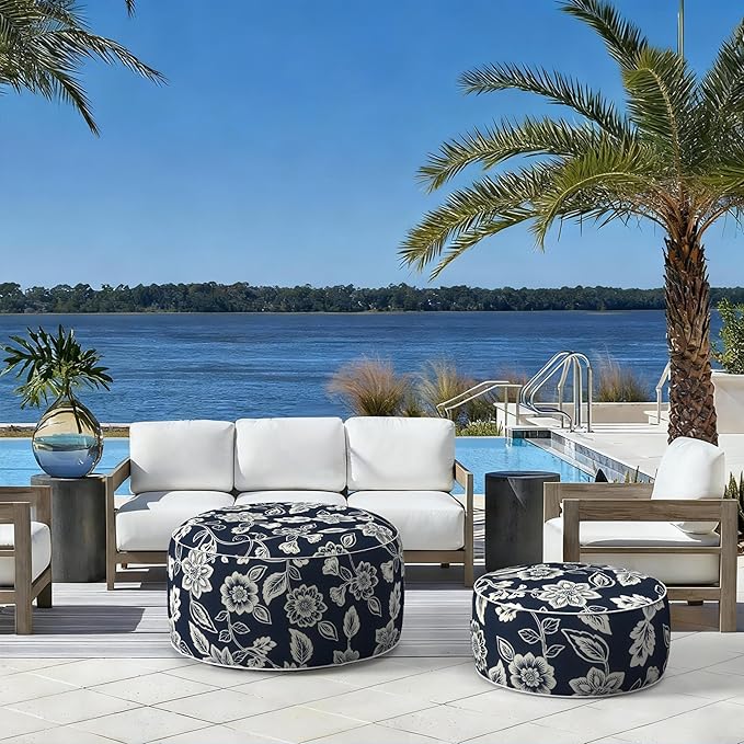 LVTXIII Indoor/Outdoor Extra Large Inflatable Ottoman Pouf D31 x H14 Inch - Image 5
