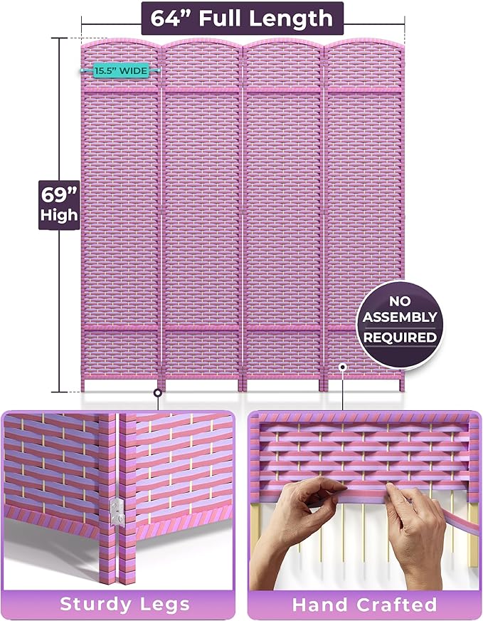 Sorbus 4-Panel Black Room Divider - Image 3