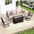 MFSTUDIO 5 Seats Large Metal Patio Conversation Sets, 4 Pieces Outdoor by MFSTUDIO