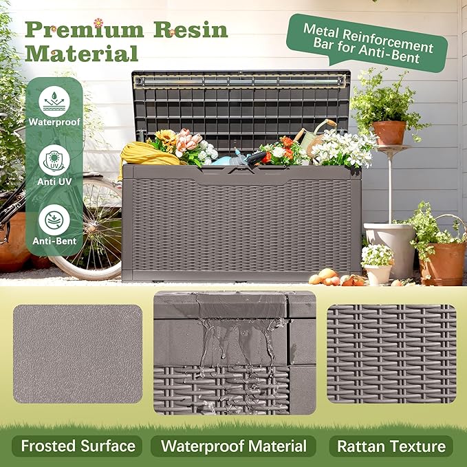 Flamaker Outdoor Storage Box 100 Gallon Waterproof Resin Deck Box Delivery Box - Image 2