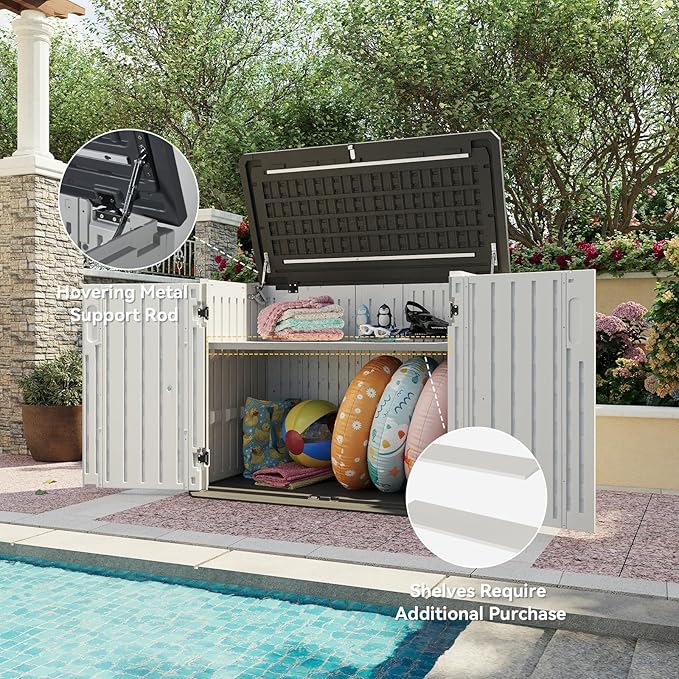 Aoxun 35 Cu.Ft Outdoor Storage Shed, Waterproof Horizontal Resin Cabinet - Image 4