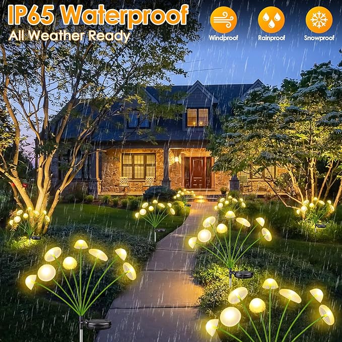 KAQ Solar Garden Lights Outdoor 6PK 48LED, Mushroom Solar Lights Outdoor - Image 5