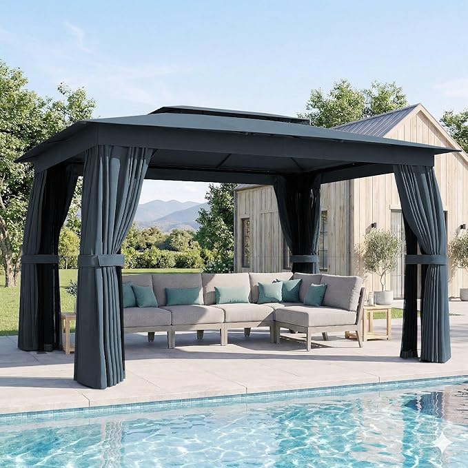 Outsunny 10' x 12' Outdoor Patio Gazebo, Heavy Duty Gazebo Canopy Shelter by Outsunny