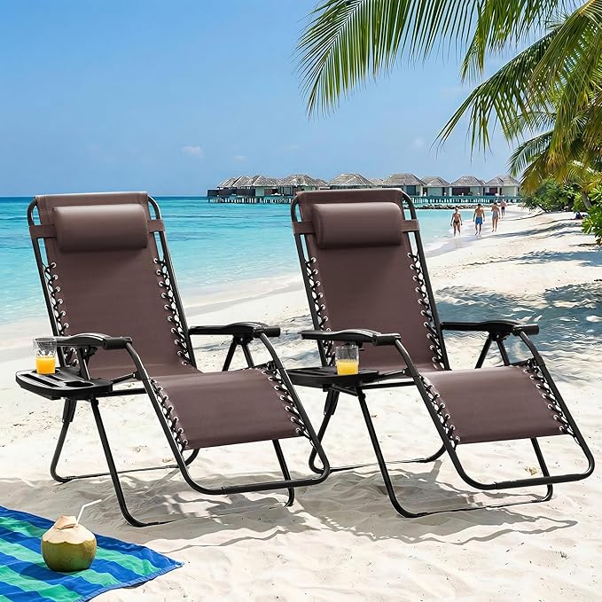 Homall Zero Gravity Chair Patio Folding Lawn Outdoor Lounge Gravity Camp - Image 2
